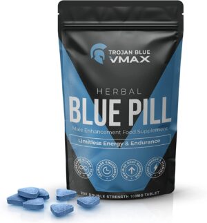 40 x Trojan Blue Vmax | Herbal Supplement Blue Pills for Men | High Strength Performance Powerful Fast Acting Long Lasting Results | Enhancing Male Stamina & Endurance Booster Tablets