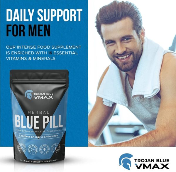 20 x Trojan Blue Vmax | Herbal Supplement Blue Pills for Men | High Strength Performance Powerful Fast Acting