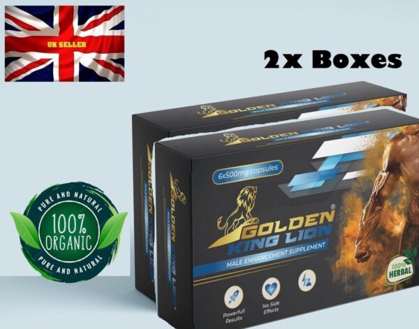 2BOXS OF GOLDEN KING LION 500mg HERBAL SEX CAPSULES FOR MEN UK⭐️⭐️⭐️⭐⭐