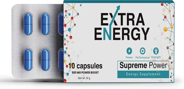3622766273 Extra Energy 10 High Dose Extra Blue Capsules 500MG, Immediate Effect, Maximum Duration, Stamina, Energy Enhancement Supplements