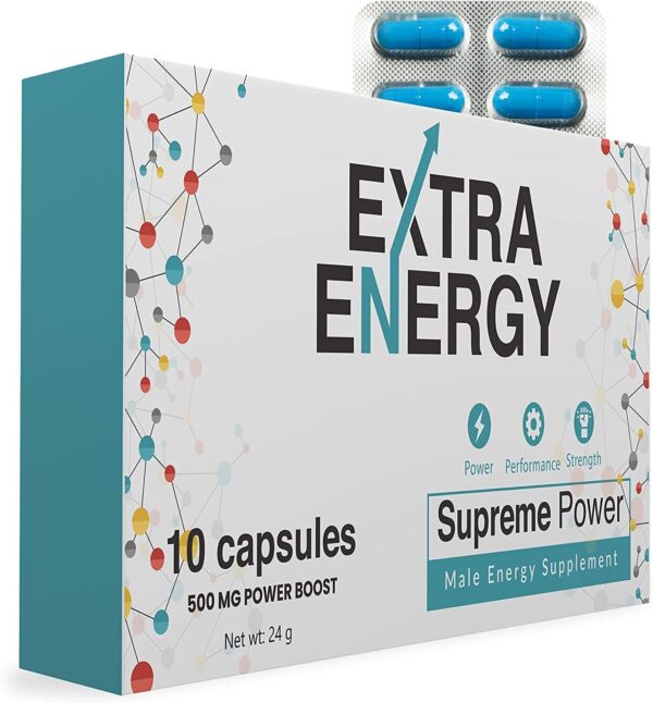3622766283-1 Extra Energy 10 High Dose Extra Blue Capsules 500MG, Immediate Effect, Maximum Duration, Stamina, Energy Enhancement Supplements