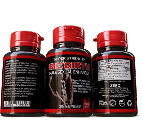 Big Girth Male Enhancement Stamina Booster Libido 100% Natural Herbal Supplement 60 X 100MG