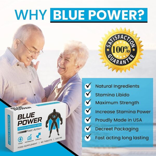 Blue Power 40 Pills 100mg - Stronger & Harder Enhanced Strength & Firmness for Men