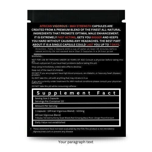 African Standard fast acting male enhancement hard perfomance 10 pills