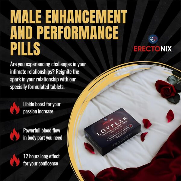 Erectonix Lovpeak Blue Pills for Men - Powerful & Steadfast Male Enhancement - Amplified Strength for Delivering Stronger & Harder, Natural Male Enhancing Food & Herbal Supplement