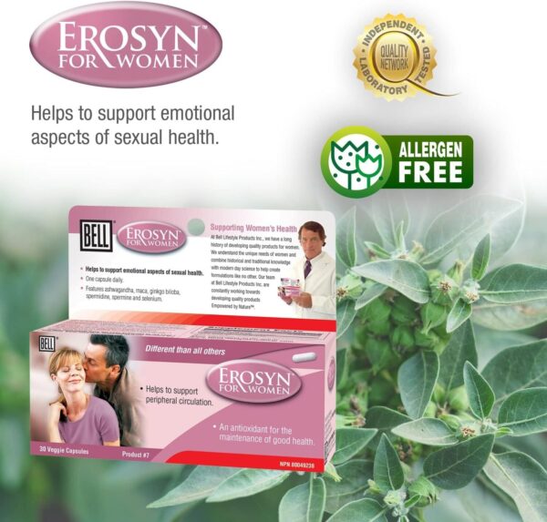 Bell Erosyn™ for Women |Developed to Support Emotional Aspects of Women's Sexual Health | One Capsule a Day | Made in Canada