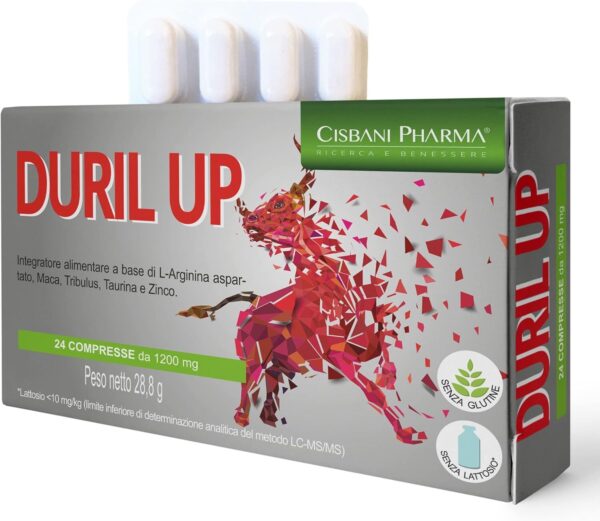 Duril Up, Maca Andina, Tribulus Terrestris, Taurine and L-arginine | 24 tablets, Testosterone + Power and long-lasting effectiveness | Natural energizer, Cisbani Pharma
