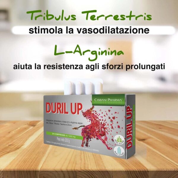 Duril Up, Maca Andina, Tribulus Terrestris, Taurine and L-arginine | 24 tablets, Testosterone + Power and long-lasting effectiveness | Natural energizer, Cisbani Pharma