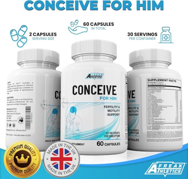 Conceive for Him Fertility Supplements for Men - Male Fertility Supplements - Vitamins & Minerals Plus Key nutrients for Male Fertility & Motility 60 Capsules