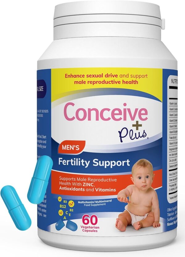 Conceive Plus Fertility Supplements for Men - Optimal Sperm Count & Motility - Maca, L-Arginine, Zinc, Folate Folic Acid & Magnesium - Conception Vitamins for Men, 60 Capsules, 30 Day Supply