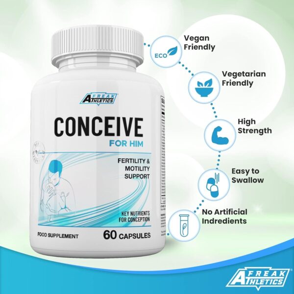 Conceive for Him Fertility Supplements for Men - Male Fertility Supplements - Vitamins & Minerals Plus Key nutrients for Male Fertility & Motility 60 Capsules