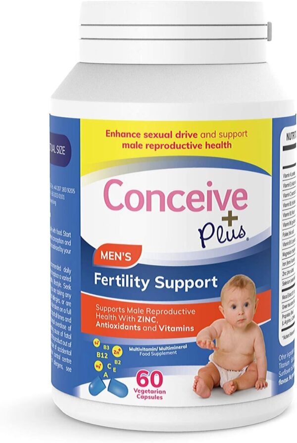 Conceive Plus Fertility Supplements for Men - Optimal Sperm Count & Motility - Maca, L-Arginine, Zinc, Folate Folic Acid & Magnesium - Conception Vitamins for Men, 60 Capsules, 30 Day Supply