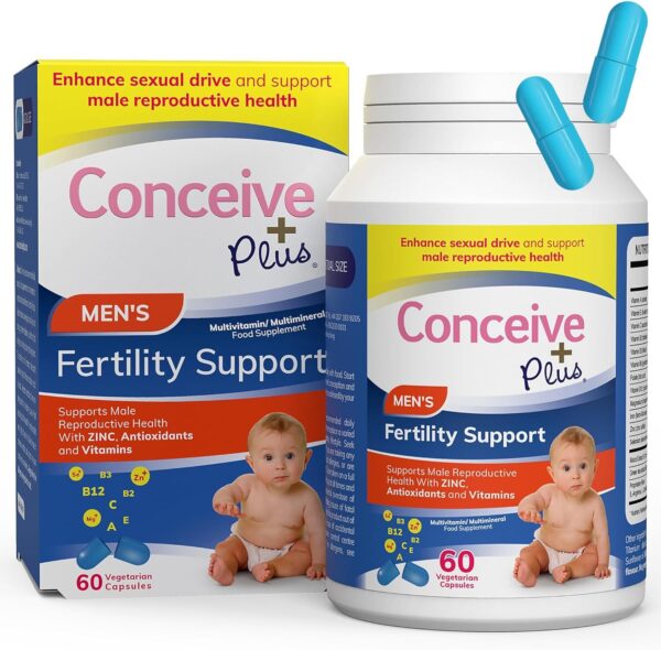 Conceive Plus Fertility Supplements for Men - Optimal Sperm Count & Motility - Maca, L-Arginine, Zinc, Folate Folic Acid & Magnesium - Conception Vitamins for Men, 60 Capsules, 30 Day Supply