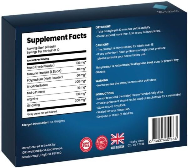 Extra Blue | 10 Tablets | Stronger | Power & Performance | Immediate Effect | 100 Natural