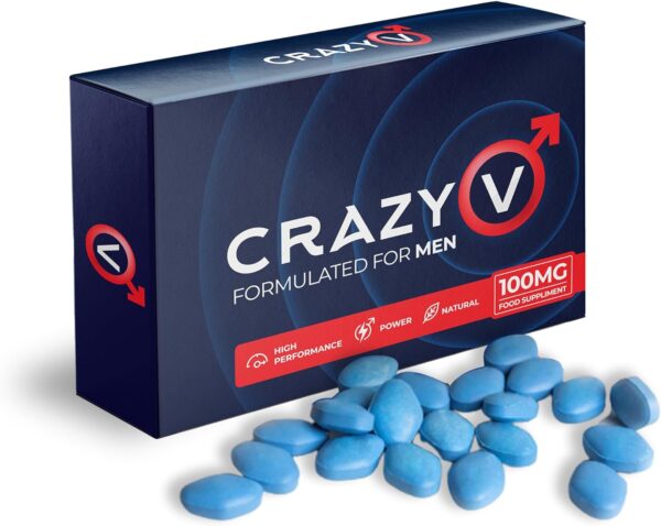 Crazy V Blue Fast-Acting 100mg Tablets: Strong Performance & Stamina Booster for Men - High Power Pills Endurance & Firmness Enhancing Male Herbal & Food Supplement(10 Count (Pack of 1))