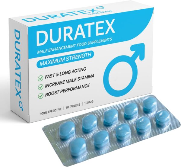 DURATEX by Hilman Blue Pills for Men Endurance - Premium Strong 100mg Tablets for Enhanced Stamina Firm Performance Power Booster Herbal Male Food Supplements for Long Lasting (10 Count (Pack of 1))