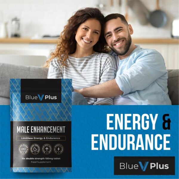BlueVplus™ | 10 Tablets | Fast Effect Male Performance Enhancing 100% Herbal Food Supplement | Fast Acting | Korean Ginseng | Energy and Stamina Support | Made in UK