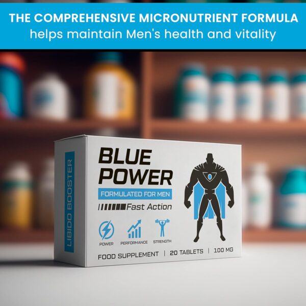 Blue Power 30 Pills 100mg - Stronger & Harder Enhanced Strength & Firmness for Men - Designed to Boost High Stamina, Performance & Prolonged Results - Natural Male Enhancing Food & Herbal Supplement