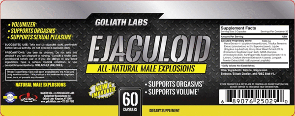 Ejaculoid Enhancing Pills (60 Capsules) - Enlargement Booster for Men - Increase