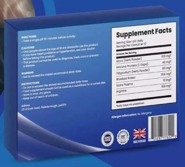 100 x 100mg VITAL BLUE For Men - Support Formula