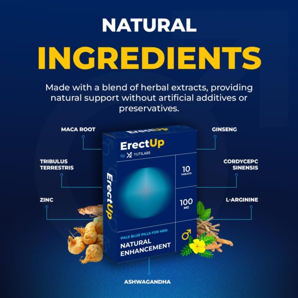 ErectUP - 10 Blue Tablets for Men - 100mg Natural Supplement for Enhanced Performance & Vitality - Fast-Acting Blue Power for Men's Efficiency & Long-Lasting Results