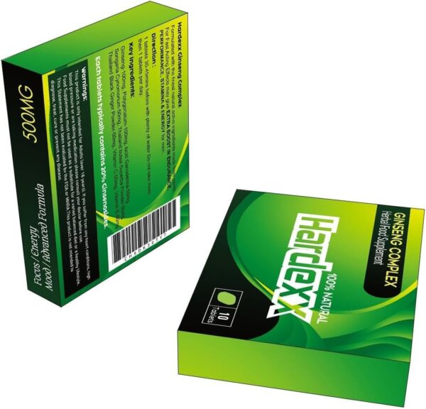HARDEXX Green- Ginseng Complex - The Most Effective Natural, Powerful and Fast Acting Food Supplement for Men! - (Pack of 10 Tablets)
